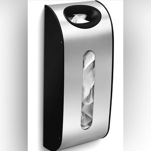 Wall Mount Grocery Bag Dispenser, Brushed Stainless Steel